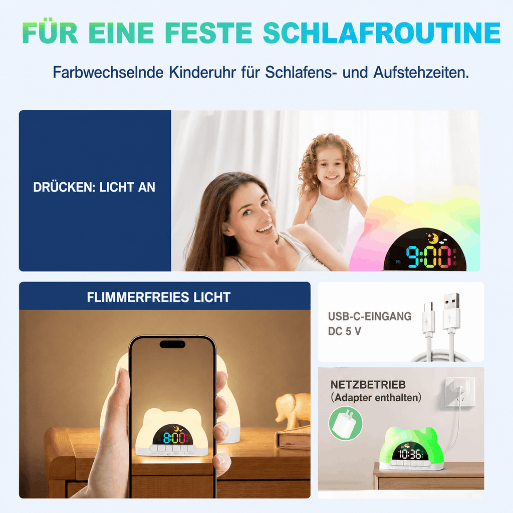 SleepBuddy – Kinderwecker mit Schlaftrainer & Nachtlicht