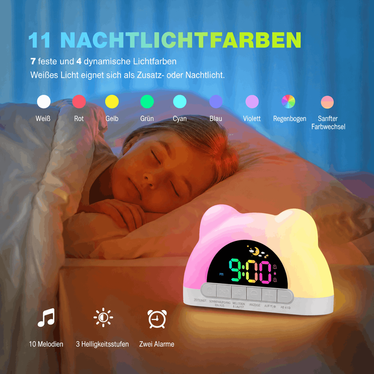 SleepBuddy – Kinderwecker mit Schlaftrainer & Nachtlicht
