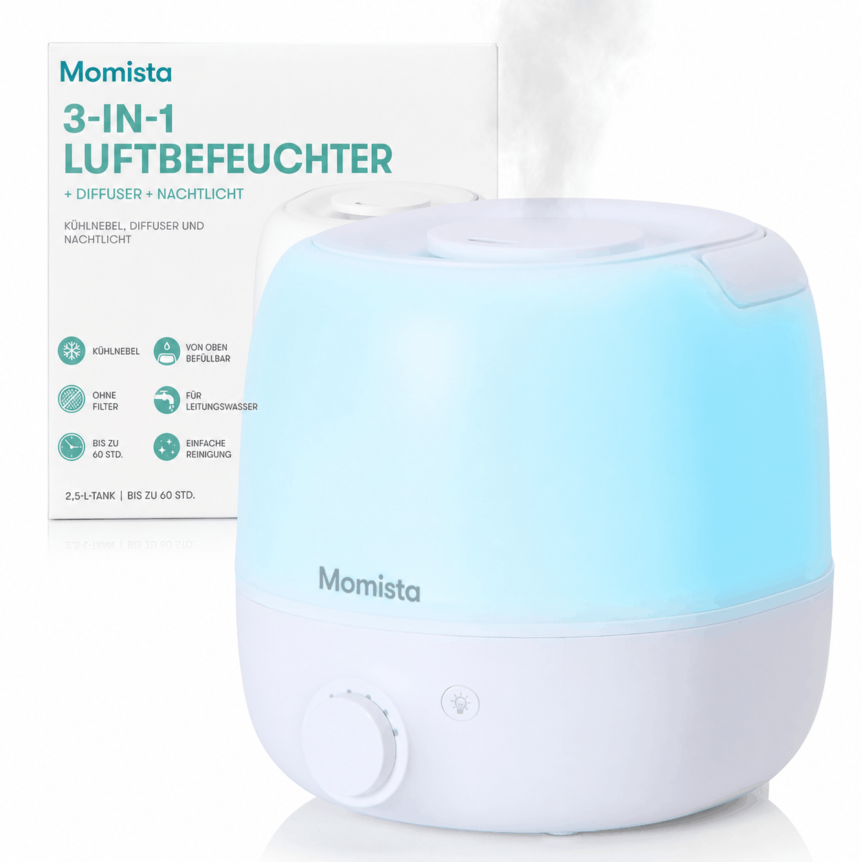 AirCalm – Luftbefeuchter mit Nachtlicht & Aroma-Diffuser