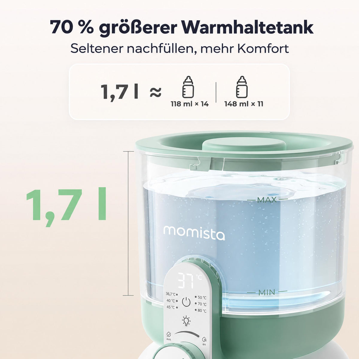 AquaReady – Wasserwärmer für Babynahrung mit Temperaturwahl