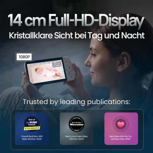 BabyView Pro+ Full-HD Babyphone mit 5,5-Zoll-Display