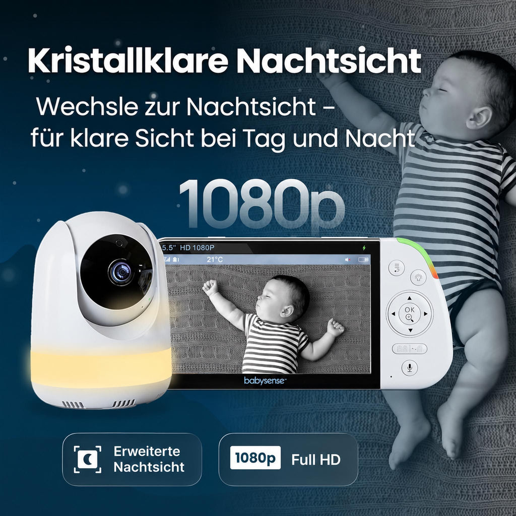 BabyView Pro+ Full-HD Babyphone mit 5,5-Zoll-Display