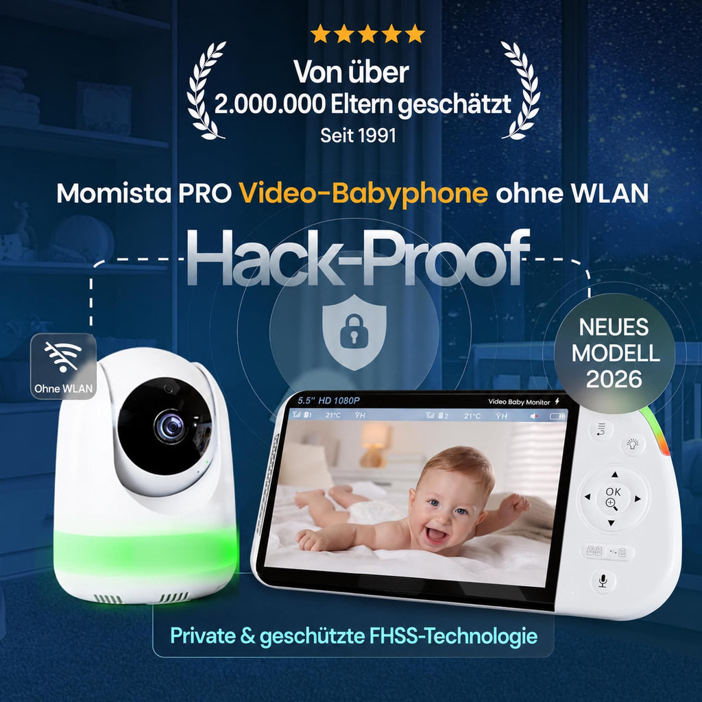 BabyView Pro+ Full-HD Babyphone mit 5,5-Zoll-Display