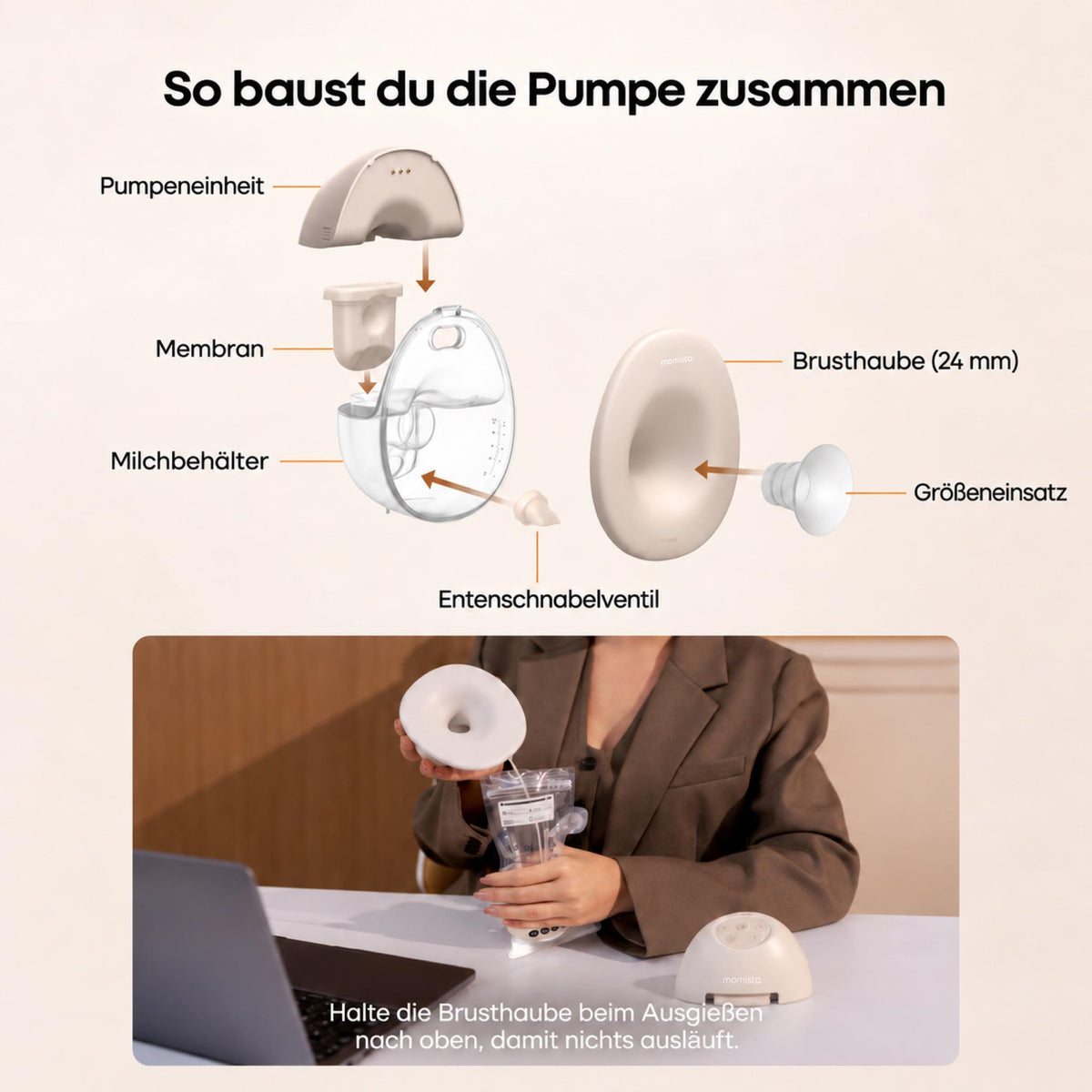 MilkFlow Heat+ – Tragbare Milchpumpe mit Wärme & App