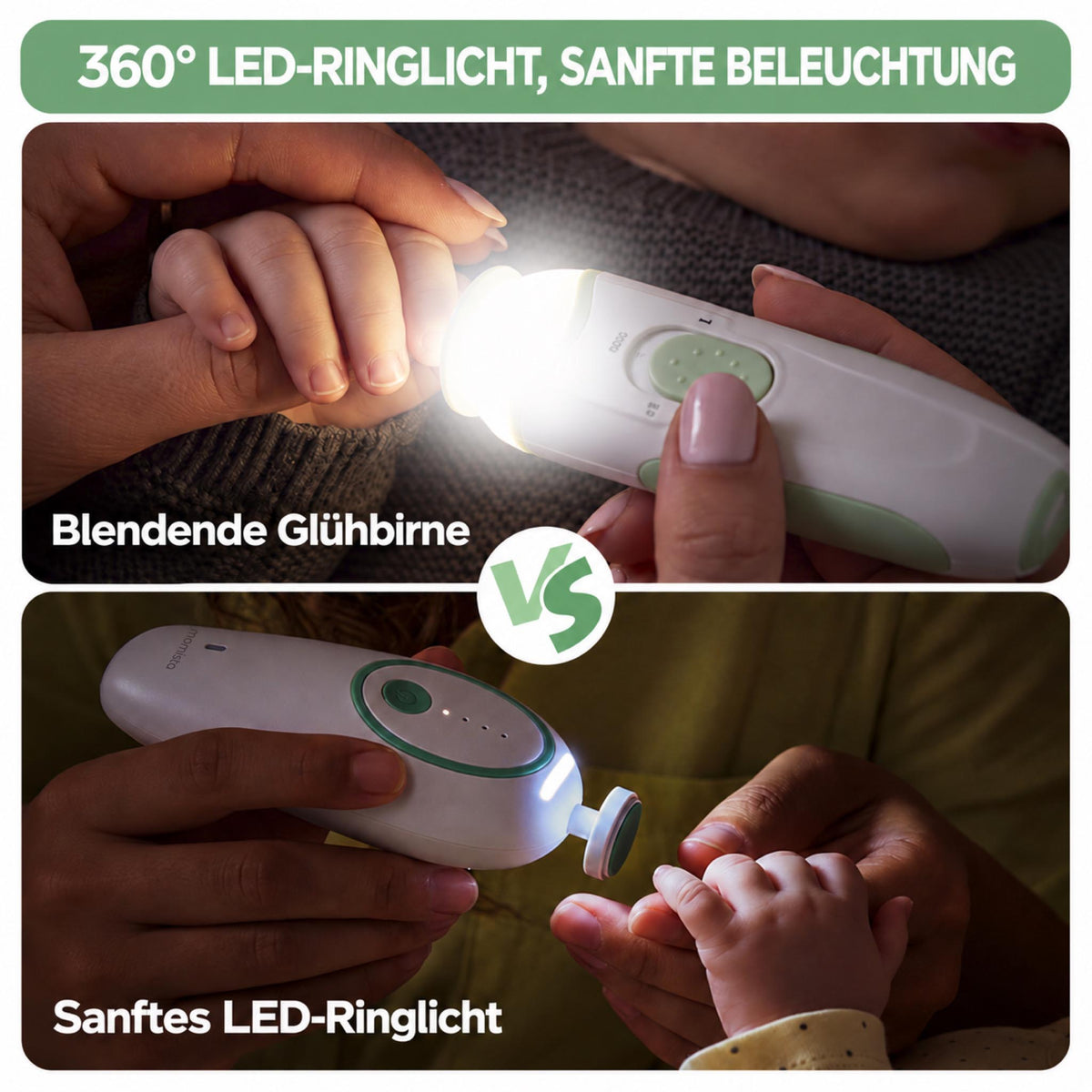 NailCare – Elektrische Baby-Nagelfeile mit LED-Licht