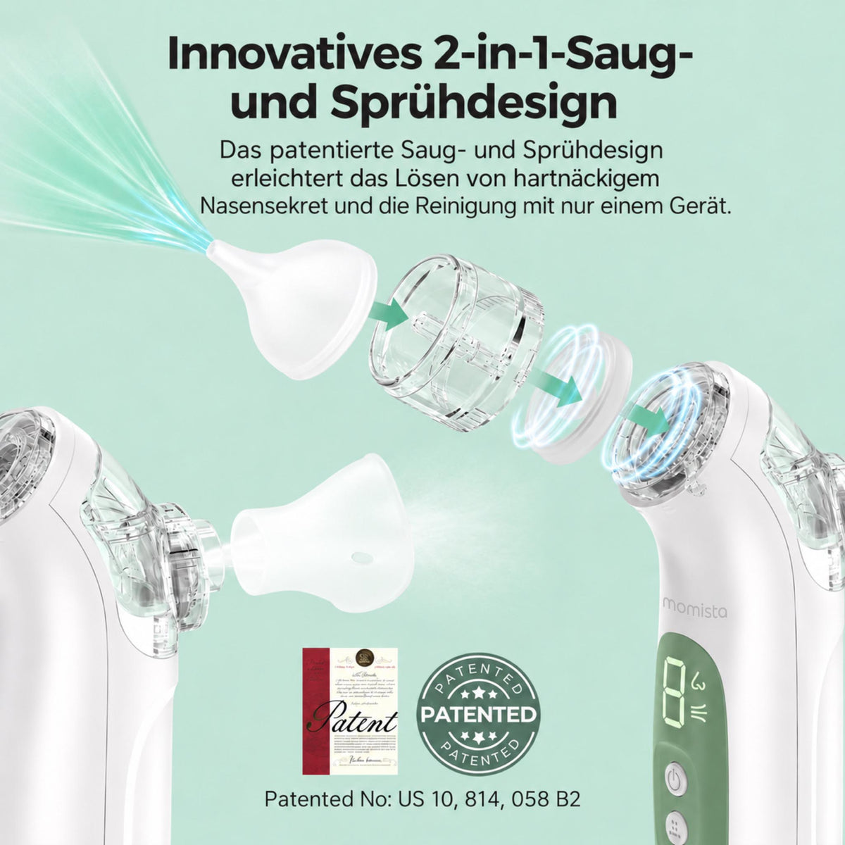 NoseCare – Elektrischer Nasensauger für Babys mit Sprühfunktion