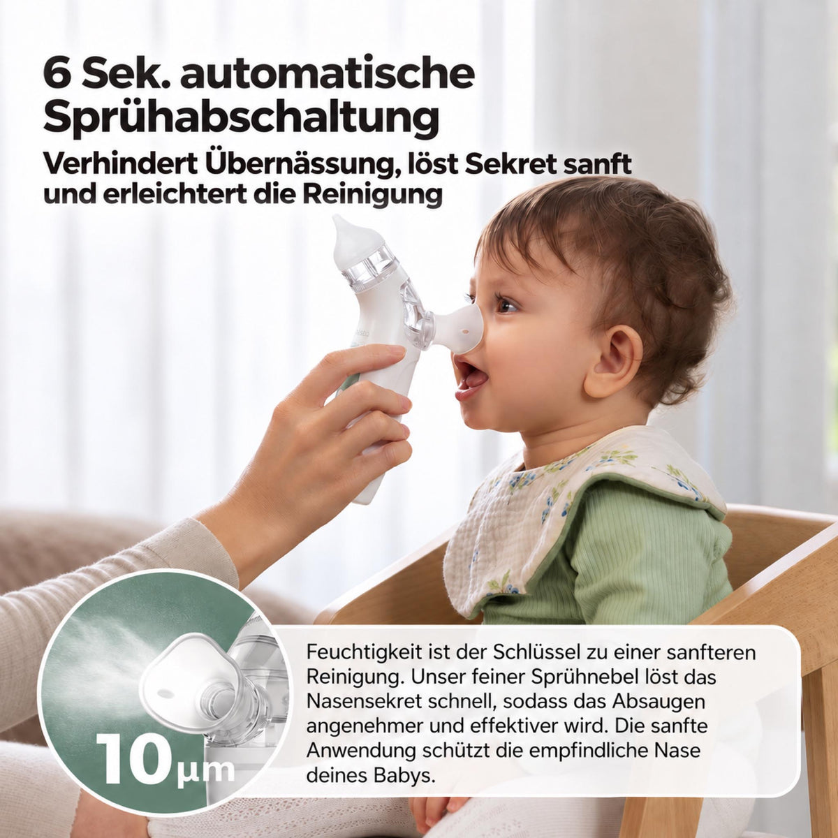 NoseCare – Elektrischer Nasensauger für Babys mit Sprühfunktion