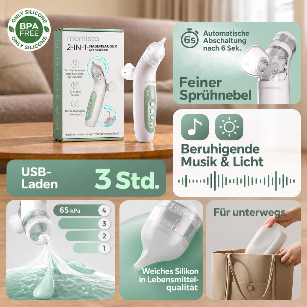 NoseCare – Elektrischer Nasensauger für Babys mit Sprühfunktion