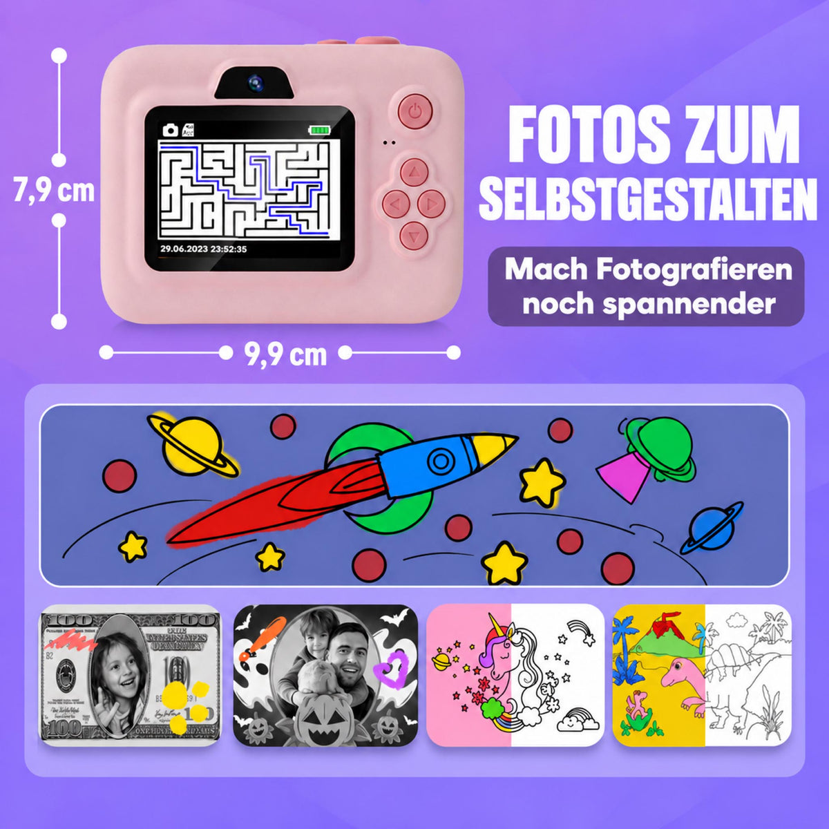 PrintCam – Kinderkamera mit Sofortdruck & Fotofunktion