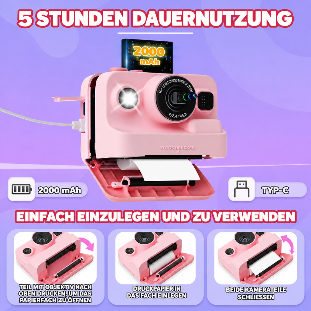 PrintCam – Kinderkamera mit Sofortdruck & Fotofunktion