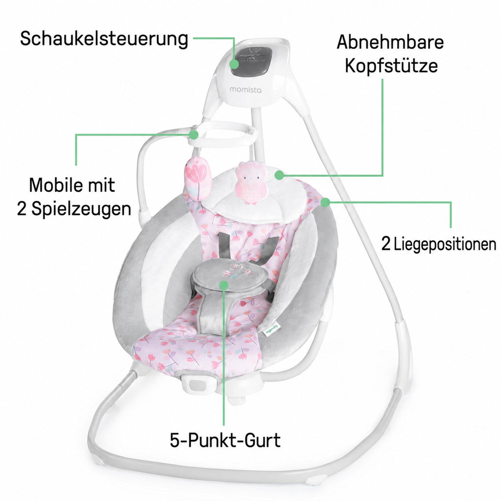 SwingEase – Elektrische Babywippe mit 6 Schaukelstufen