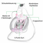 SwingEase – Elektrische Babywippe mit 6 Schaukelstufen
