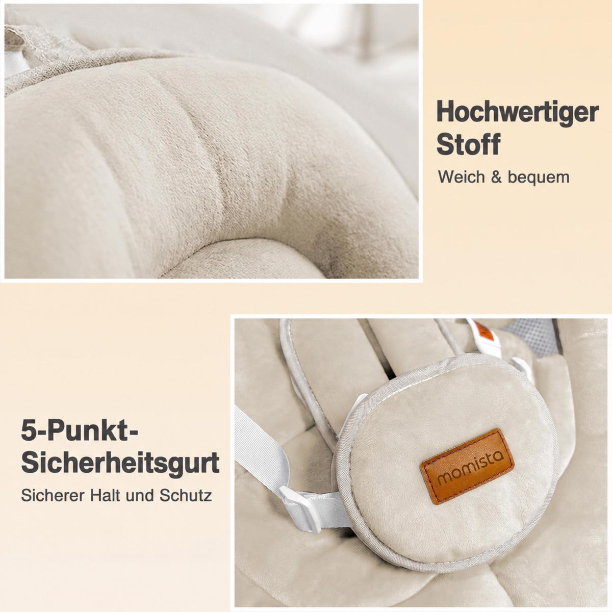 SwingGo – Elektrische Babywippe mit Bluetooth & 5 Schaukelstufen